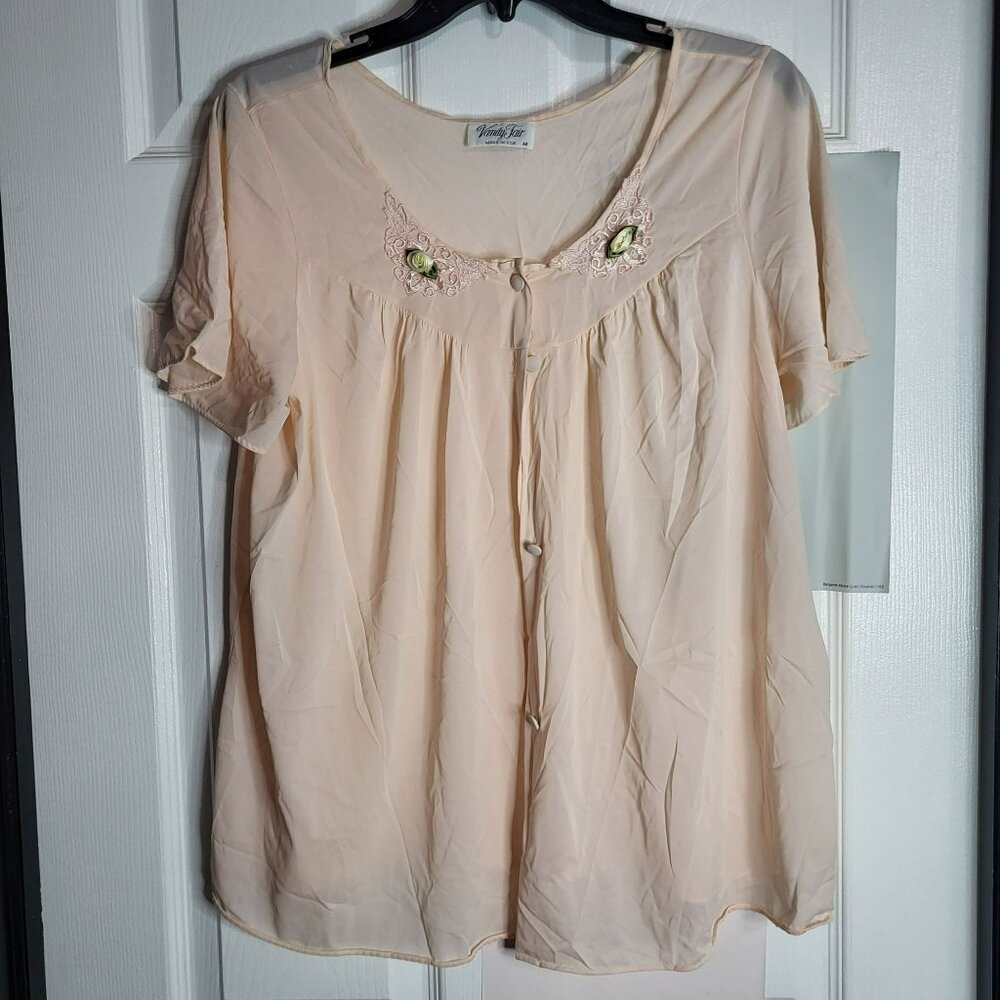 Vintage Vanity Fair Peach Nylon Pajamas Set M